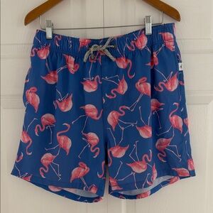 Vintage Summer Men's Flamingo Print Swim Shorts Trunks Size Large